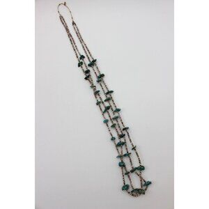 Southwestern turquoise heishi shell handmade double strand‎ necklace